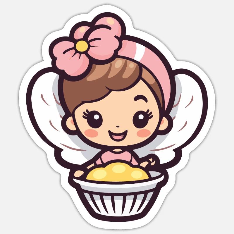 Fairy Baking Cake Comic Sticker size S (10 x 10 cm)