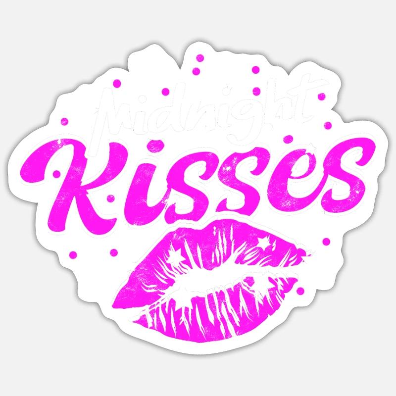 Mitternachtsküsse - Silvester - Sticker Größe S (10 x 10 cm) - Mattweiß
