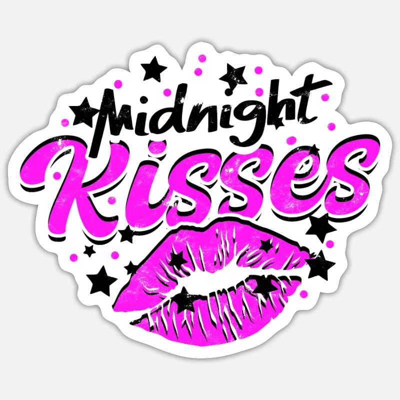 Mitternachtsküsse - Silvester Sticker Größe S (10 x 10 cm)