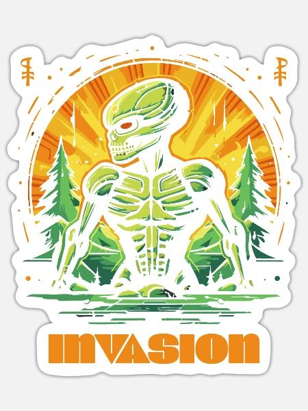 Alien Invasion der Natur - Sticker Größe S (10 x 10 cm) - Mattweiß
