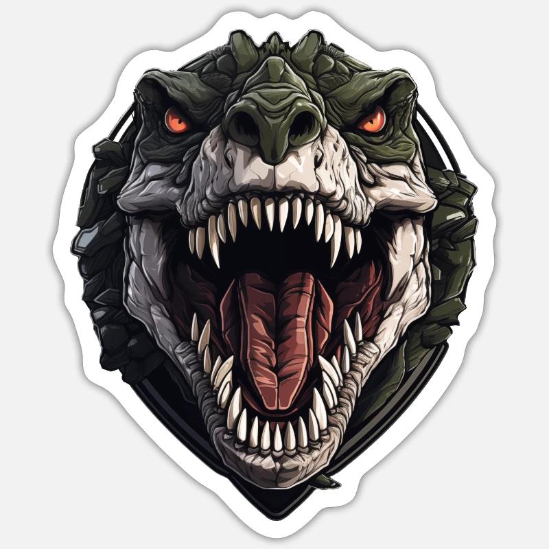 Cooles T-Rex Design - Sticker Größe S (10 x 10 cm) - Mattweiß