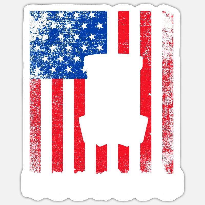 Scheibengolf Scheibengolfer American Falg Patriot - Sticker Größe S (10 x 10 cm) - Mattweiß