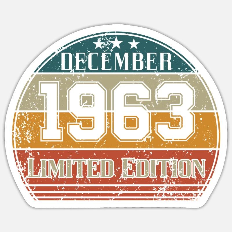 Anniversaire - Edition Limitée Décembre 1963 - Sticker taille S (10 x 10 cm) - blanc mat