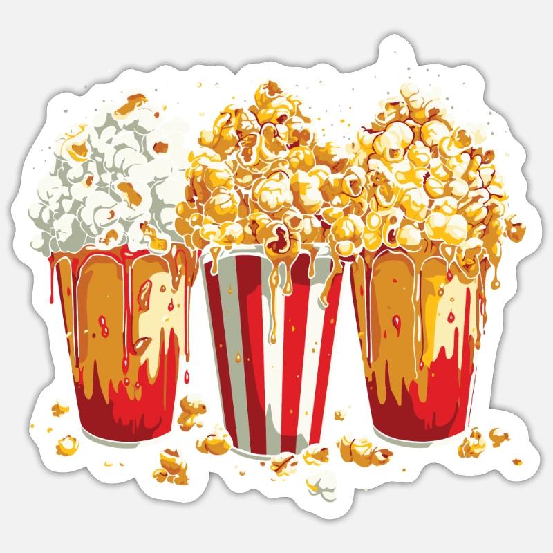 Popcorn - Sticker Größe S (10 x 10 cm) - Mattweiß
