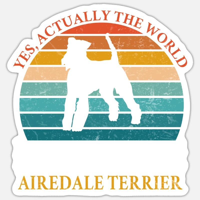 Cadeaux Airedale Terrier - Sticker taille S (10 x 10 cm) - blanc mat