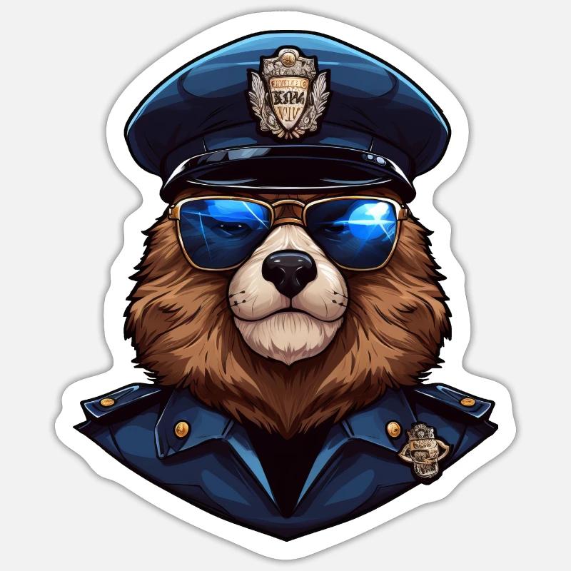 Murmeltiere Polizei - Sticker Größe S (10 x 10 cm) - Mattweiß