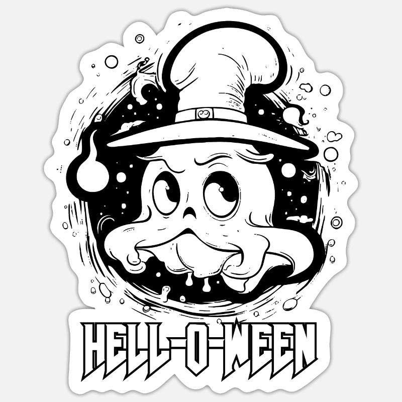 Hello Halloween Ghost - Sticker size S (10 x 10 cm) - white matte