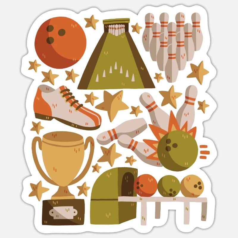 Bowling - Sticker Größe S (10 x 10 cm) - Mattweiß