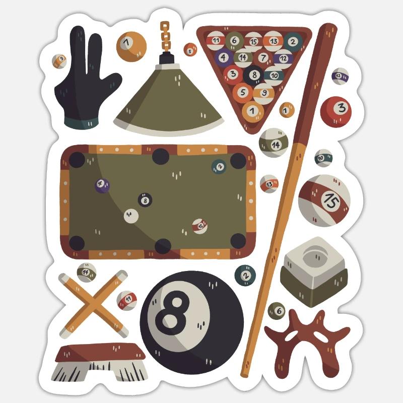 Billiards - Sticker size S (10 x 10 cm) - white matte