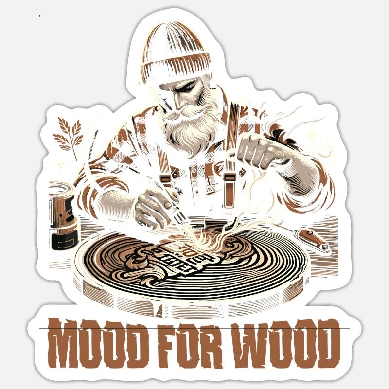 Chauffage au bois - Sticker taille S (10 x 10 cm) - blanc mat