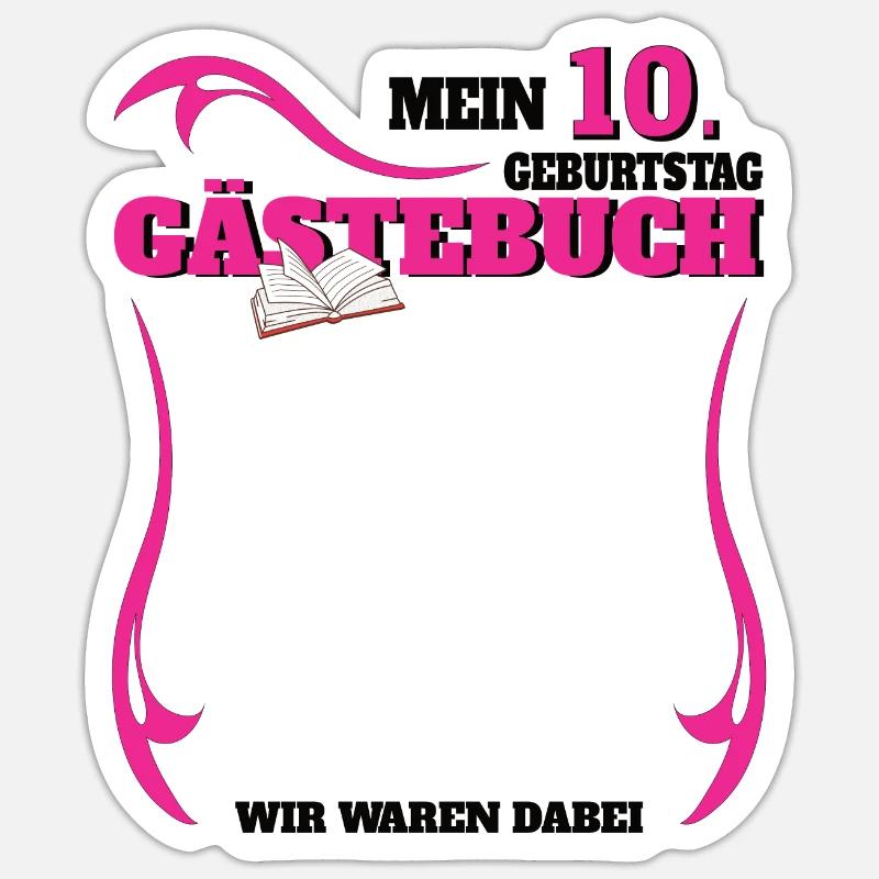 10. Geburtstag Mädchen & Junge Gästebuch - Sticker Größe S (10 x 10 cm) - Mattweiß