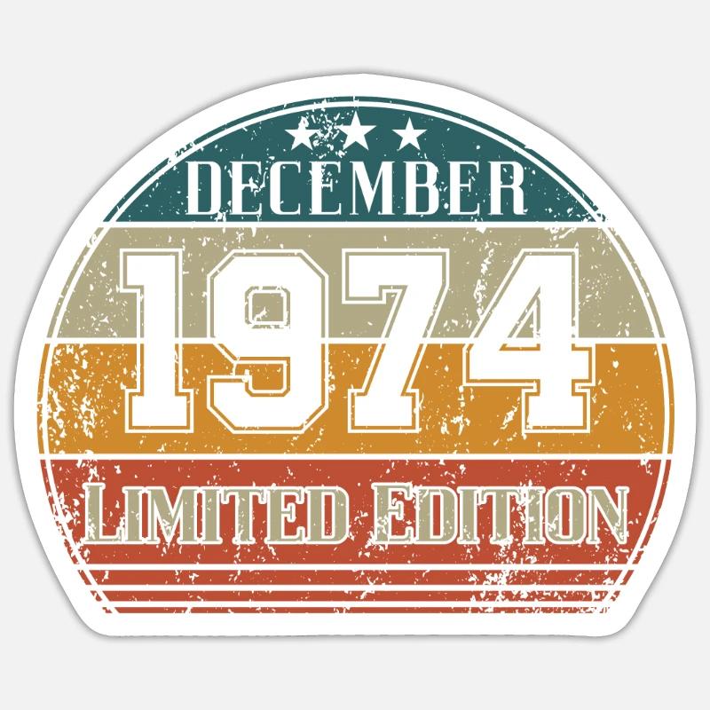 Anniversaire - Edition Limitée Décembre 1974 - Sticker taille S (10 x 10 cm) - blanc mat