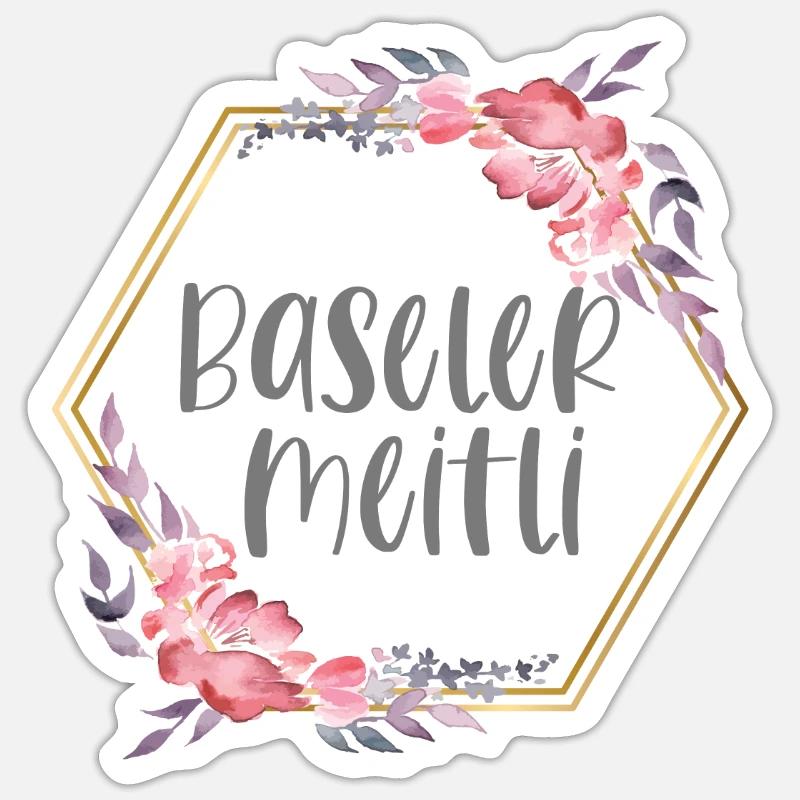 Schweiz Basel Mädchen Heimat Geschenk - Sticker Größe S (10 x 10 cm) - Mattweiß