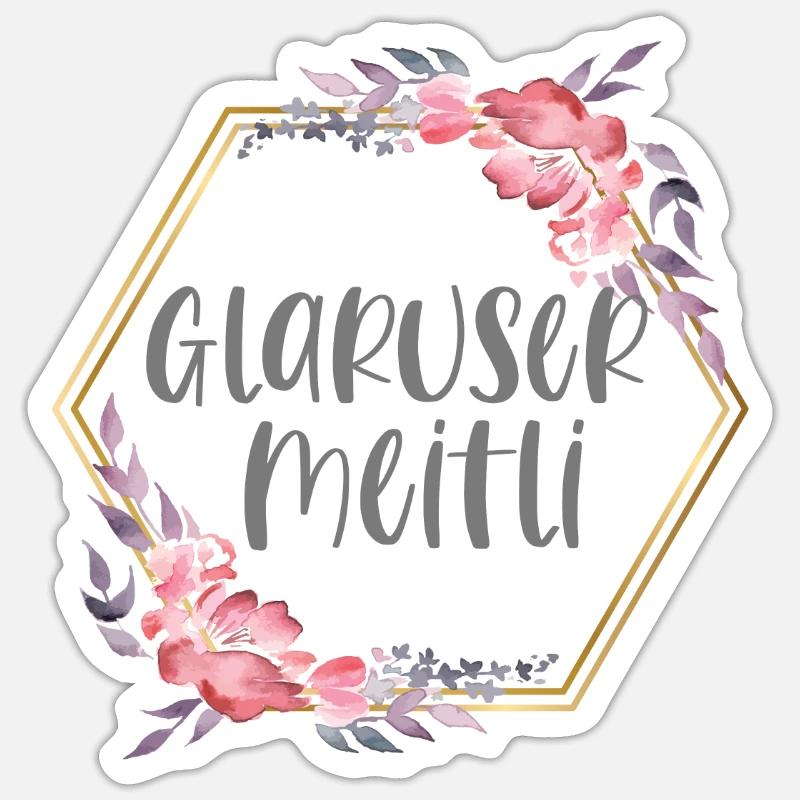 Schweiz Glarus Mädchen Heimat Geschenk - Sticker Größe S (10 x 10 cm) - Mattweiß