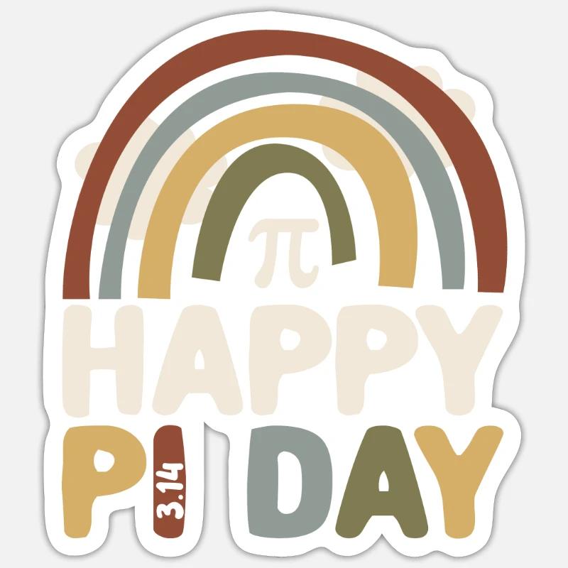 BOHO arc-en-ciel Happy Pi Day 3.14 Math Geek Enseigner Sticker taille S (10 x 10 cm)