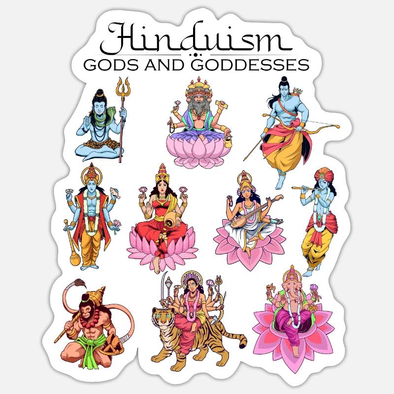 Dieux de l’hindouisme - Sticker taille S (10 x 10 cm) - blanc mat