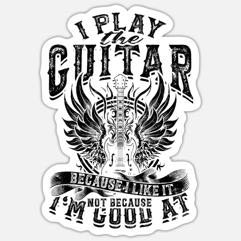 Je joue de la guitare parce que j’aime ça, pas parce que Sticker taille S (10 x 10 cm)