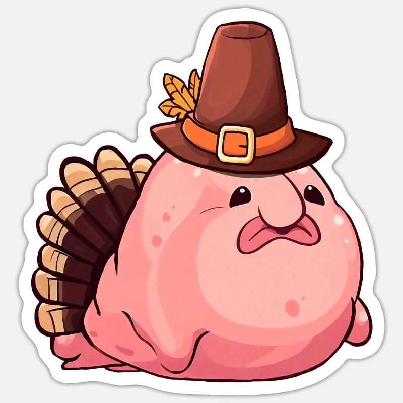 Action de grâces, Blobfish, Dinde Sticker taille S (10 x 10 cm)
