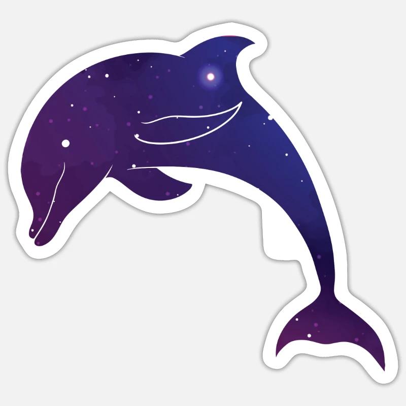 Dolphin Space Galaxy - Sticker size S (10 x 10 cm) - white matte