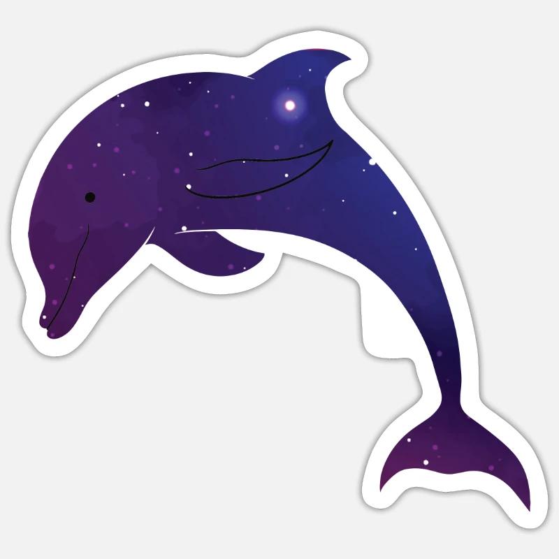 Dolphin Space Galaxy - Sticker size S (10 x 10 cm) - white matte