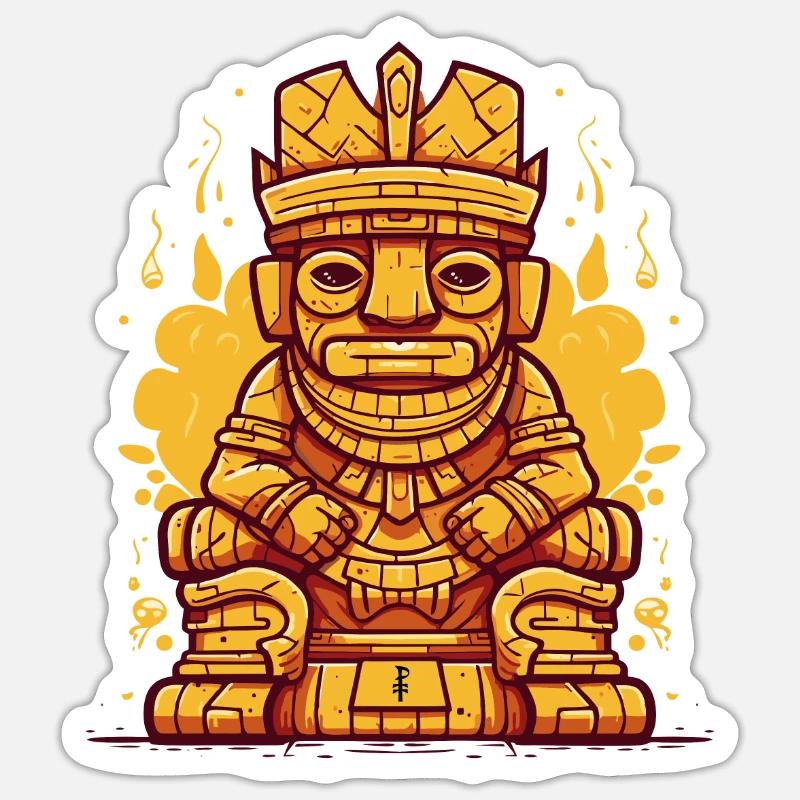 Inka-Maya-König auf Thron-Statue - Sticker Größe S (10 x 10 cm) - Mattweiß