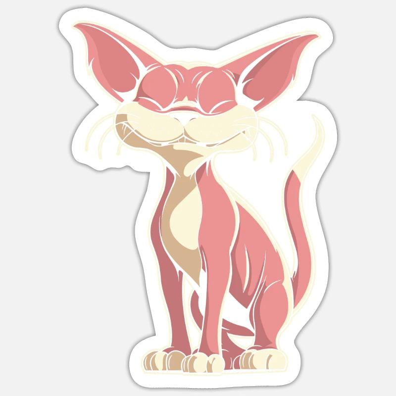 Chat Sphynx Drôle - Sticker taille S (10 x 10 cm) - blanc mat