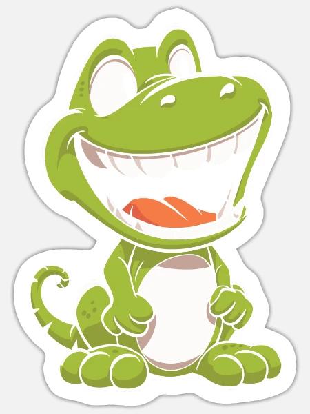 Dinosaurier Lächelnd - Sticker Größe S (10 x 10 cm) - Mattweiß