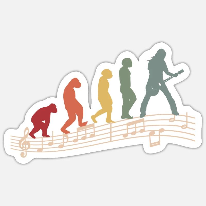 Gitarristen E-Gitarren Akustik-Gitarre Evolution - Sticker Größe S (10 x 10 cm) - Mattweiß