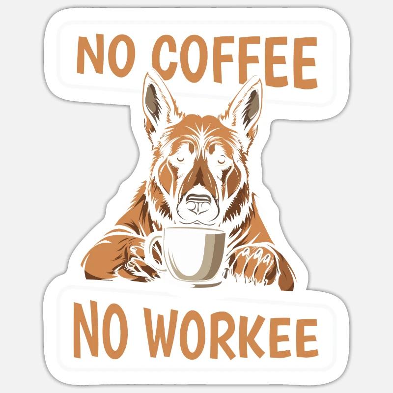 Kaffee Cafe Deutscher Schäferhund - Sticker Größe S (10 x 10 cm) - Mattweiß