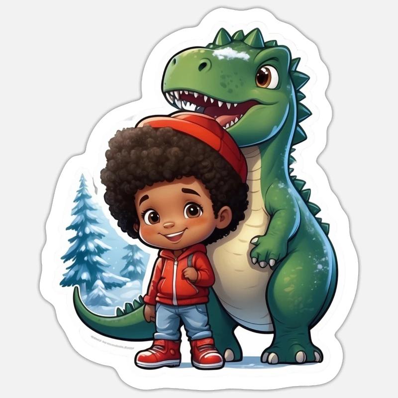 Sapin de Noël Dino - Sticker taille S (10 x 10 cm) - blanc mat