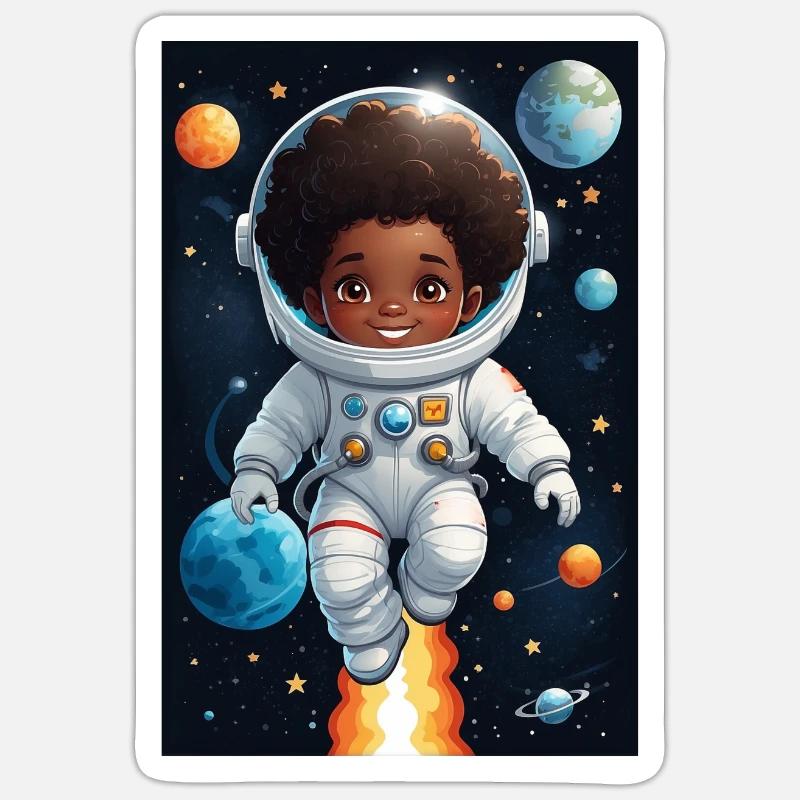 Visage d’enfant aventurier de l’espace - Sticker taille S (10 x 10 cm) - blanc mat