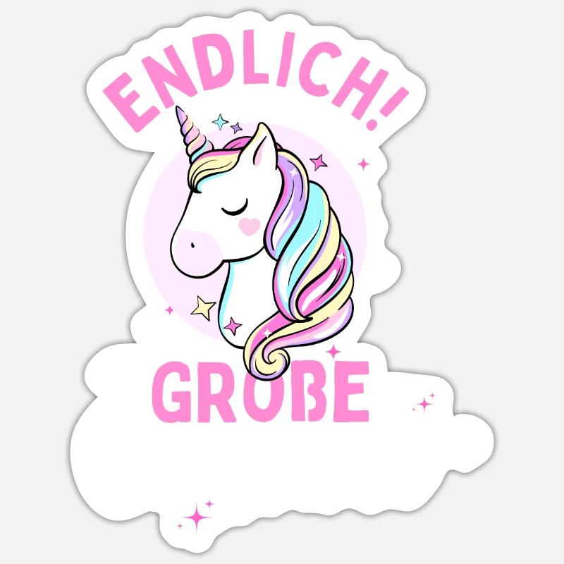 Ich werde große Cousine 2024 Einhorn Loading Süß Sticker Größe S (10 x 10 cm)