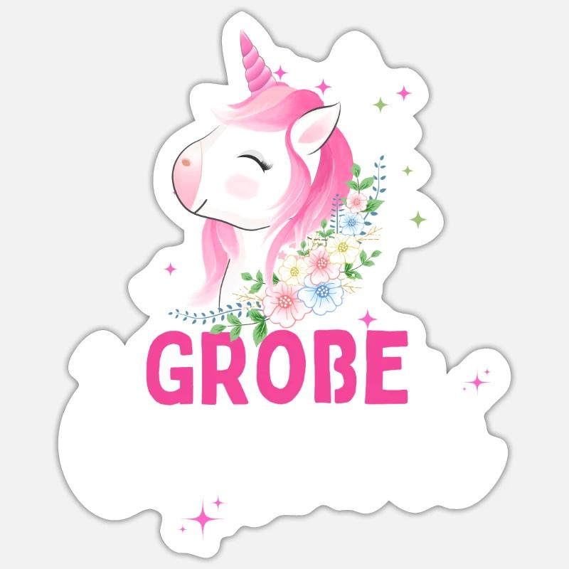 Ich werde große Cousine 2024 Einhorn Loading Süß Sticker Größe S (10 x 10 cm)