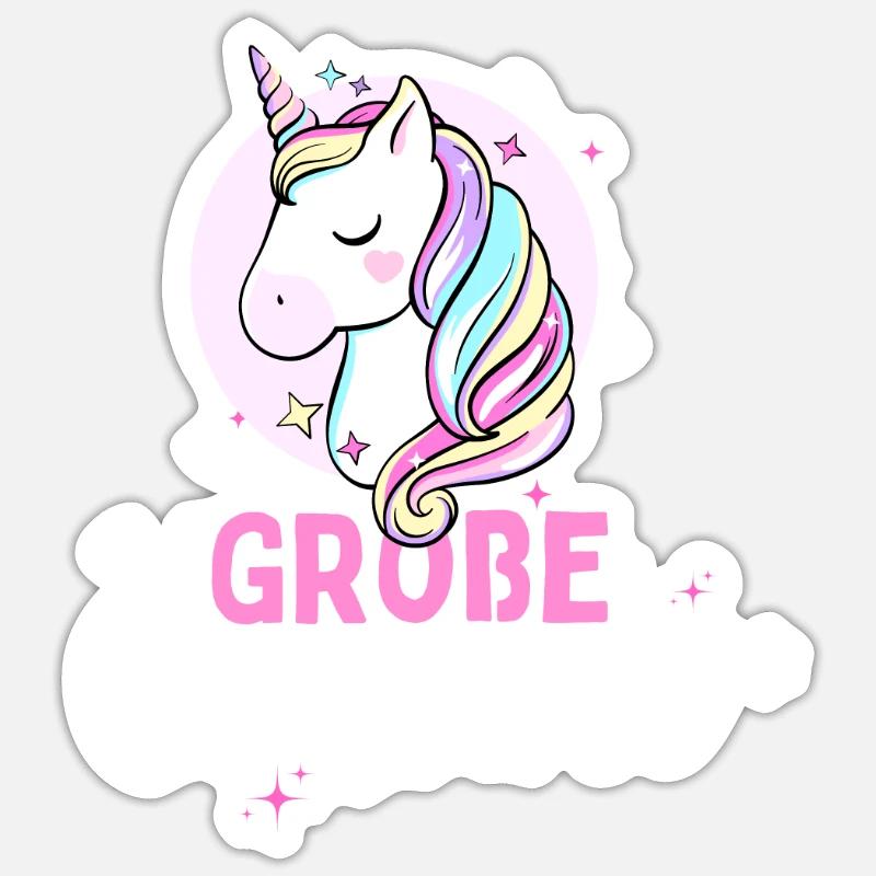 Ich werde große Cousine 2024 Einhorn Loading Süß Sticker Größe S (10 x 10 cm)