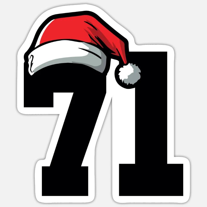 71 Numéro Noël - Sticker taille S (10 x 10 cm) - blanc mat