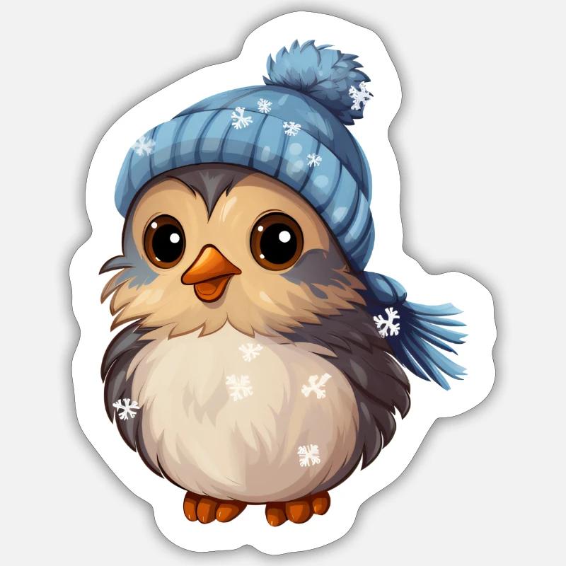 Winter Vögelchen Sticker Größe S (10 x 10 cm)