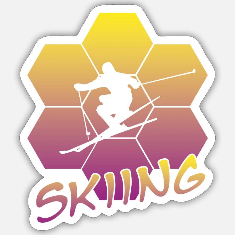 Skiing - Sticker Größe S (10 x 10 cm) - Mattweiß