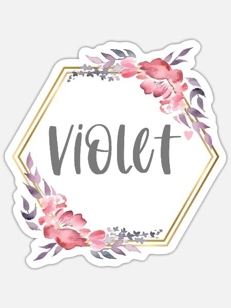 Violet Mädchen Name Baby Geschenk - Sticker Größe S (10 x 10 cm) - Mattweiß