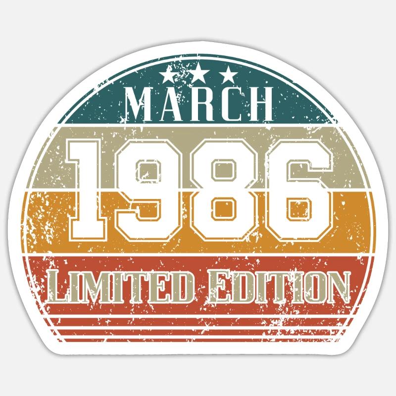 Anniversaire - Edition Limitée Mars 1986 - Sticker taille S (10 x 10 cm) - blanc mat