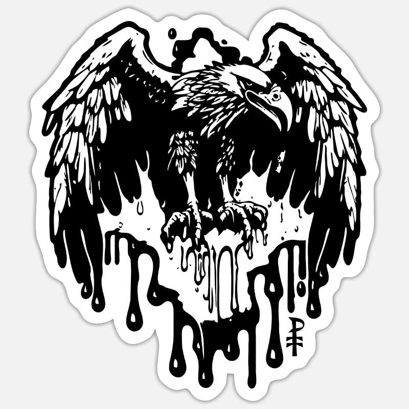 Black Ink Dripping Eagle - Sticker size S (10 x 10 cm) - white matte