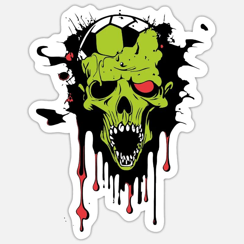 Fußball Zombie - Sticker Größe S (10 x 10 cm) - Mattweiß