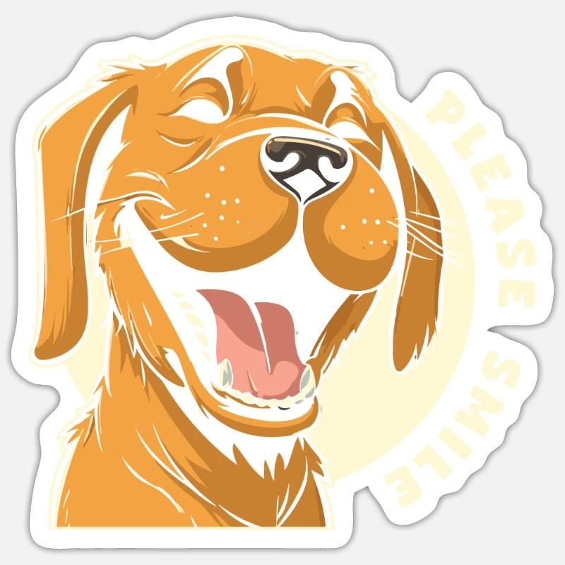 Labrador Mignon Juste Sourire - Sticker taille S (10 x 10 cm) - blanc mat