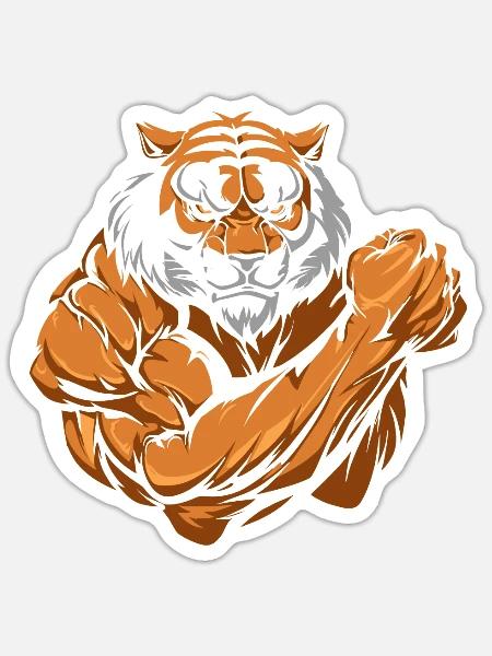 Fitness Tiger - Sticker Größe S (10 x 10 cm) - Mattweiß