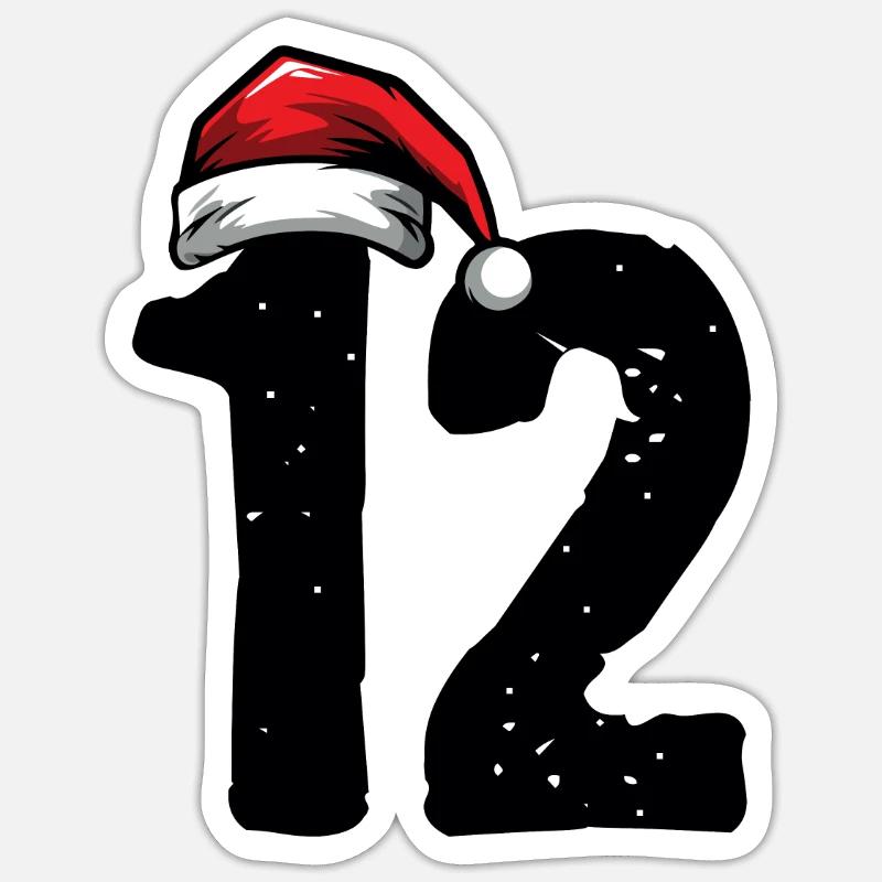 12 Numéro de Noël - Sticker taille S (10 x 10 cm) - blanc mat
