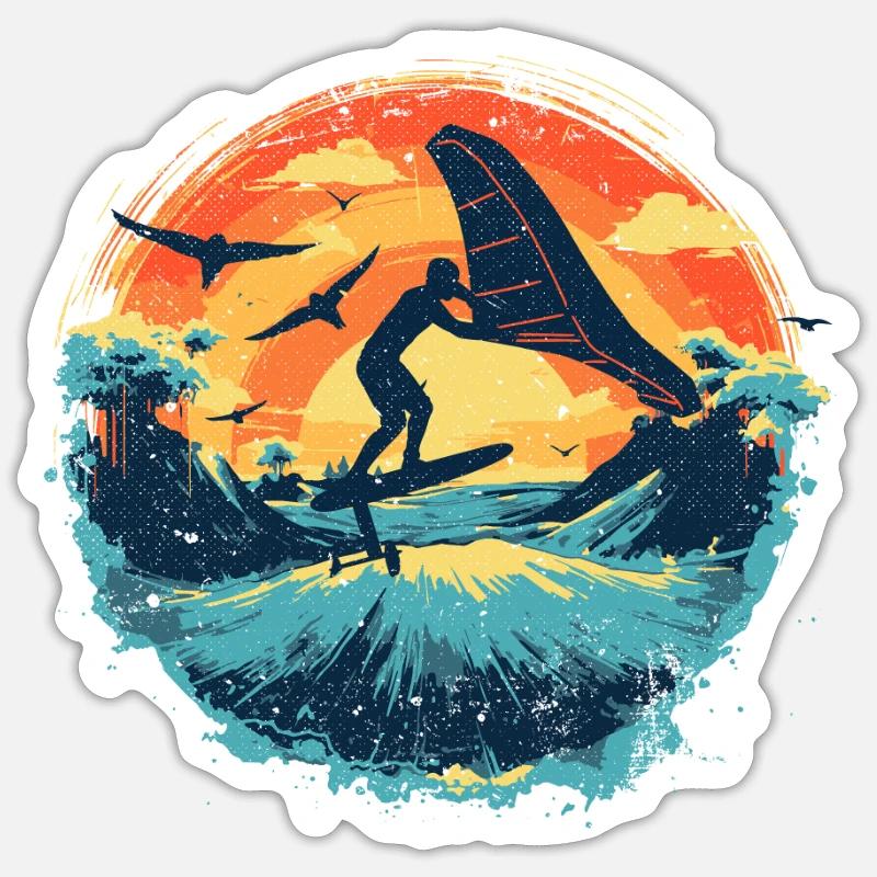 Wingfoil-Surfer Wingfoiling-Boards Hydrofoil - Sticker Größe S (10 x 10 cm) - Mattweiß