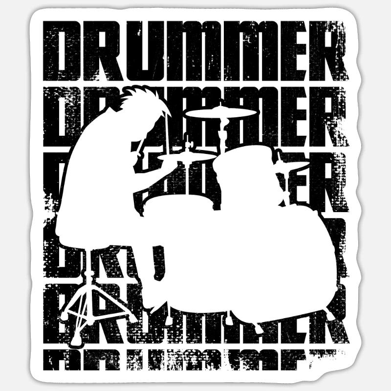 Batteur - Sticker taille S (10 x 10 cm) - blanc mat