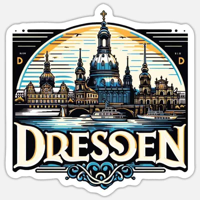 Dresde, Allemagne Souvenir - Sticker taille S (10 x 10 cm) - blanc mat