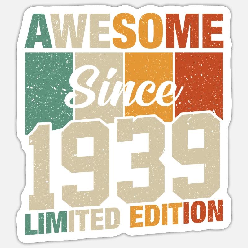 Vintage 1939: Legendäres 85. Geburtstagsgeschenk - Sticker Größe S (10 x 10 cm) - Mattweiß