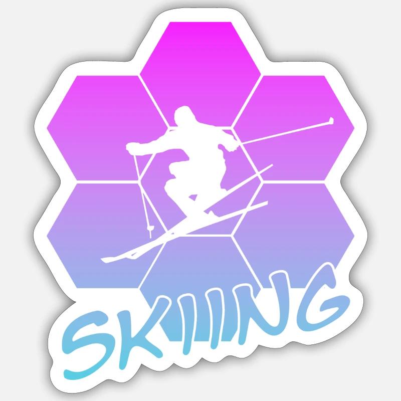 Skiing - Sticker Größe S (10 x 10 cm) - Mattweiß