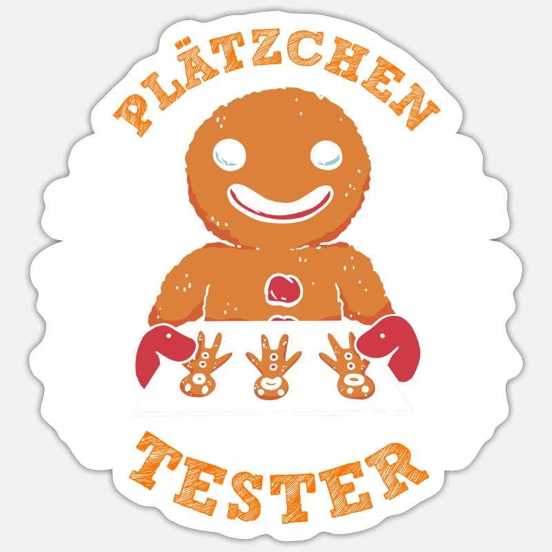Lebkuchenmann Plätzchen Tester Weihnachten - Sticker Größe S (10 x 10 cm) - Mattweiß